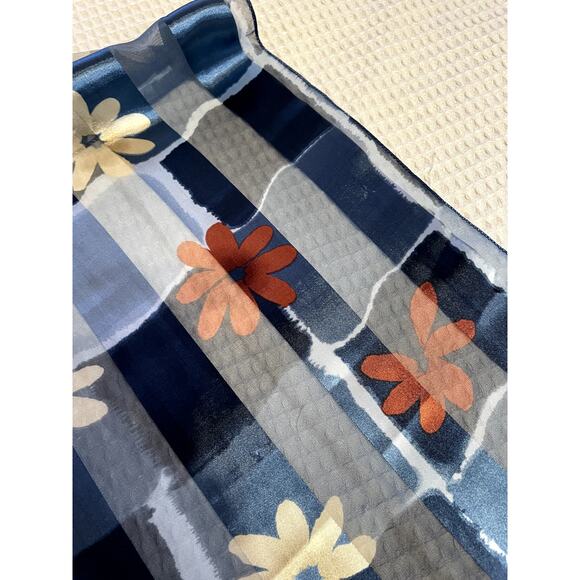 Silkey Y2K Style Blue Floral Preppy Retro Long Neck Scarf 60 inches by 14 inches - Picture 5 of 8